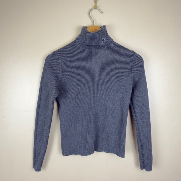 Lauren Ralph Lauren Sweaters - Lauren Ralph Lauren Fitted Ribbed Turtleneck Sweater Gray Long Sleeves Size P/S